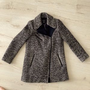 Club Monaco Motorcycle Jacket Style Wool Coat with Asymmetrical Zipper Size S